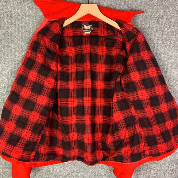 Vintage 1950’s  Woolrich Woolen Mills Flannel Lined  Wool Red Jacket‎ Women 14 - Picture 5 of 11